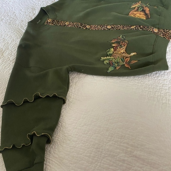 Fleece Vintage rare army green button down jacketSz is oversized XL UKN brand - Picture 13 of 14